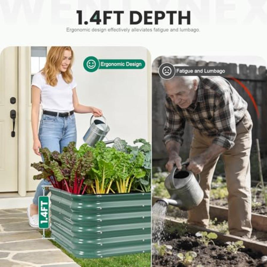 5×3×1.4FT Galvanized Raised Garden Bed Outdoor Metal Raised Garden Bed Kit Large Planter Raised Beds 4 In1 Modular Raised Plant