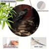 2D Flat Aluminium Retro Halloween Sign with Black Crow Pattern - Halloween Figurine Ornaments - Ideal for Front Door, Wall, Porch, Window Decor