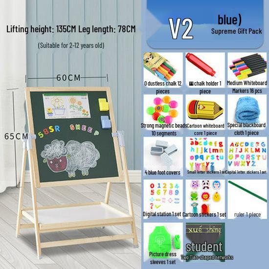 Double-Sided Magnetic Doodle & Writing Easel for Toddlers - Dust-Free Blackboard