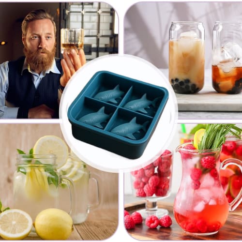 Homkilkn Shark-Shaped Silicone Mold, 3D Ice Tray, Easy-Remove Shark-Shaped Silicone Tray for Water Drinks, Refrigerators, and Kitchen Appliances