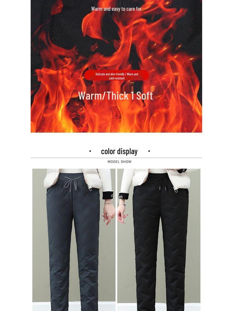 Autumn/Winter Women's Windproof Lambswool-Lined Cotton Pants - Warm, Velvet, Thickened Casual Sportswear