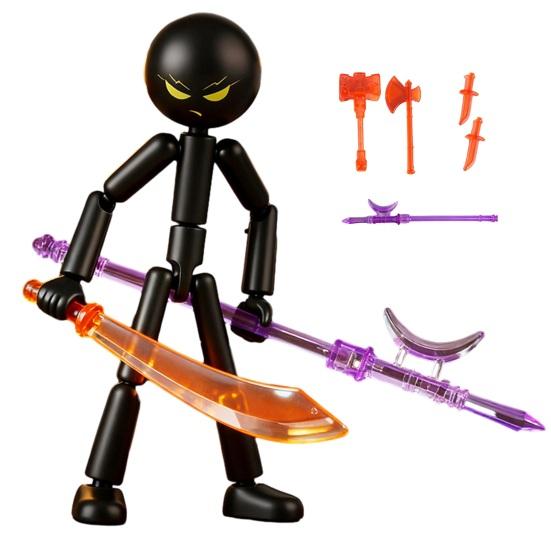 

Posable Stickman Action Figure with DIY Accessories Stress Relief Movable Joints Stickman Fidget Toy Desktop Decoration Collectors Gift D
