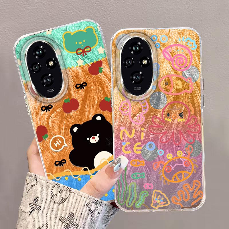 Case For Honor 400 Lite X9c X9a X8a 200 Pro 200 Lite 5G Phone Cover Cartoon Cat Panda Pattern Popular Fashion Protective Bumper