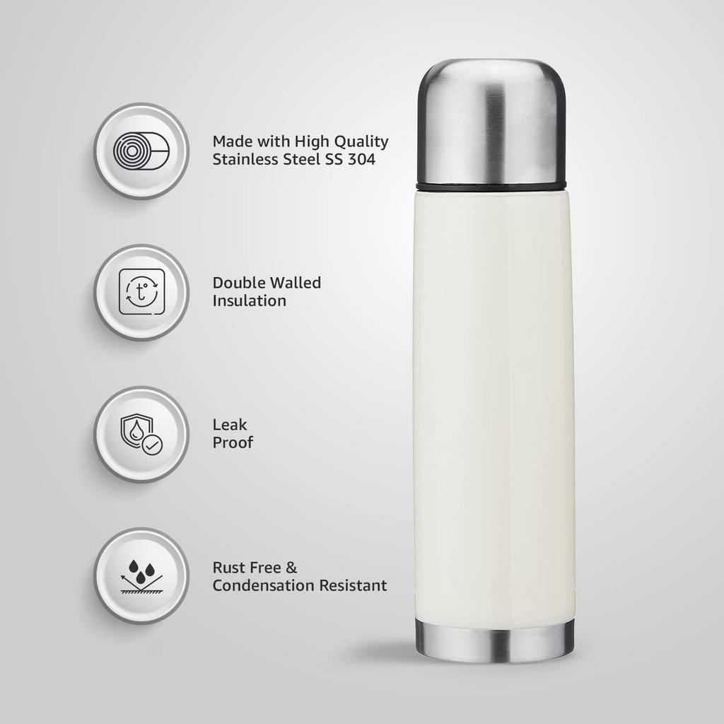 Nerezová Izolovaná Láhev Termoska 24 Hodin Horká nebo Studená, 1000 ml, Off White
