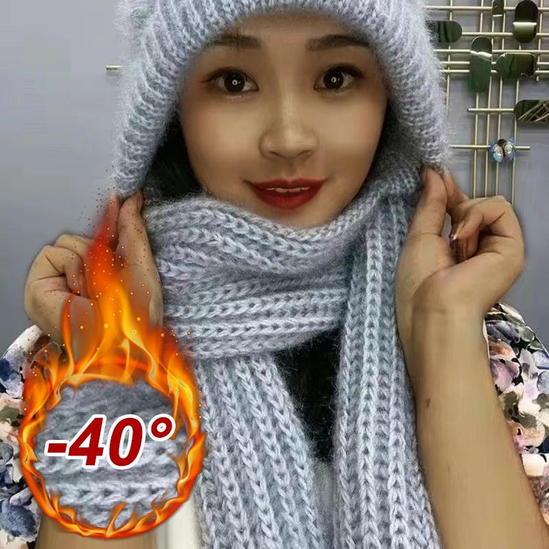The new padded and thickened scarf all-in-one wind and snow cap fall and winter squirrel velvet wool cap warm net red cap