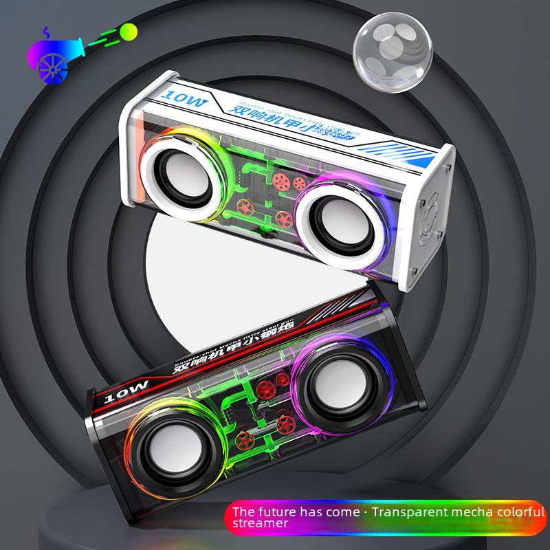 V8 Transparent Mecha Mini Bluetooth Speaker with Subwoofer