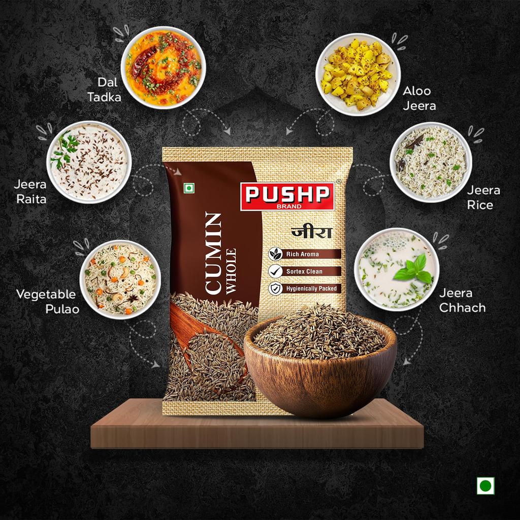 Pushp Whole Cumin Seeds Premium Quality Jeera For Authentic Indian Cooking Aromatic Flavorful Seasoning 100g Pack Of 1