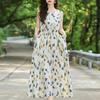 Women's Plus Size Floral Print Maxi Dress – Sleeveless Cotton Sundress with Pockets (Sizes XL-5XL) for Summer Beach