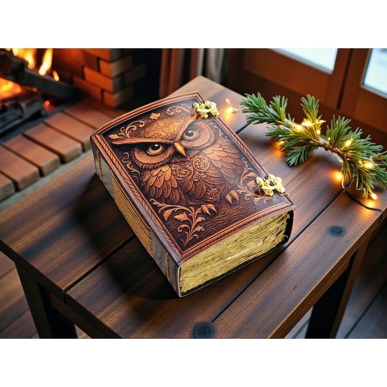 Owl Leather Grimoire | Witchcraft Spell Book, Handmade