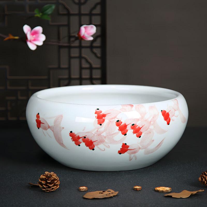 Three Wolves Farm Hand-Painted Ceramic Bonsai Lotus Pot