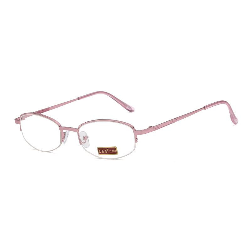 Women's Blue Light Blocking Anti-Fatigue Half-Frame Metal Reading Glasses 8829