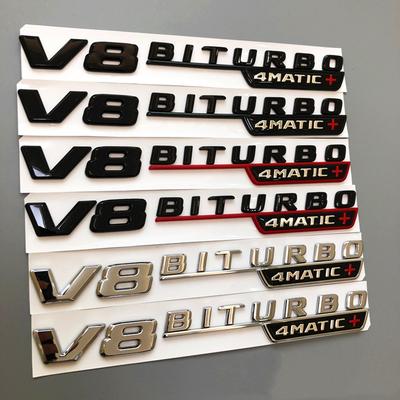 2Pcs Best V8 BITURBO 4MATIC AMG Car Fender Emblem Sticker For Mercedes Benz AMG W117 W205 C63 E63 W212 W176 A45 GLA45