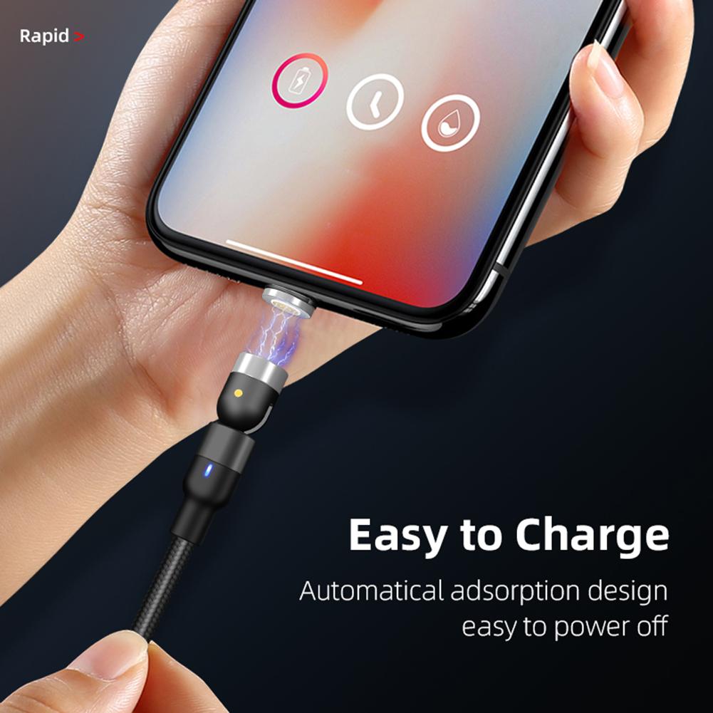 540 degrees Rotating Magnetic USB C Cable 3A Fast Charging 1M Black