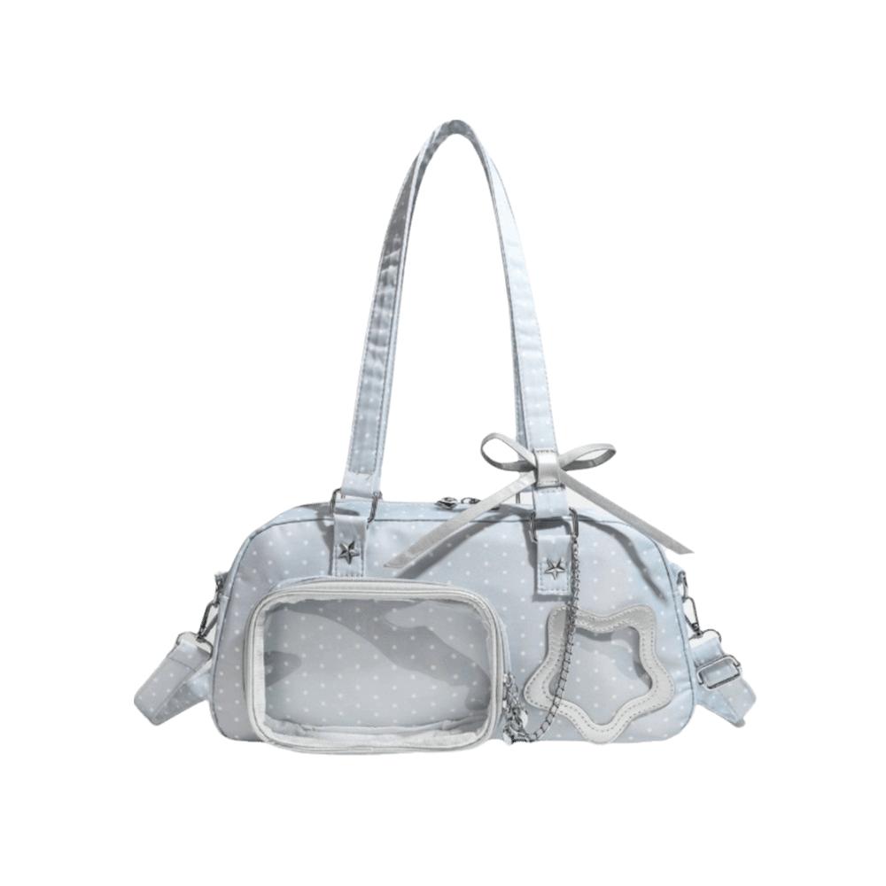 

Cute Bow Decor Transparent Display Bag Large Capacity Polka Dot Shoulder Bag Crossbody Bag Girl