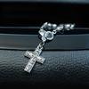 Cross Car Pendant, Transparent Beaded Steering Wheel Ornament, Personalized Car Interior Decoration Supplies