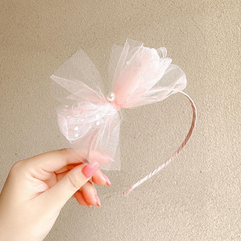 

Принцесса Роза Тюлевая Повязка на Голову с Бантом и Жемчугом, Блестящая Повязка для Девочек, Детские Аксессуары для Волос