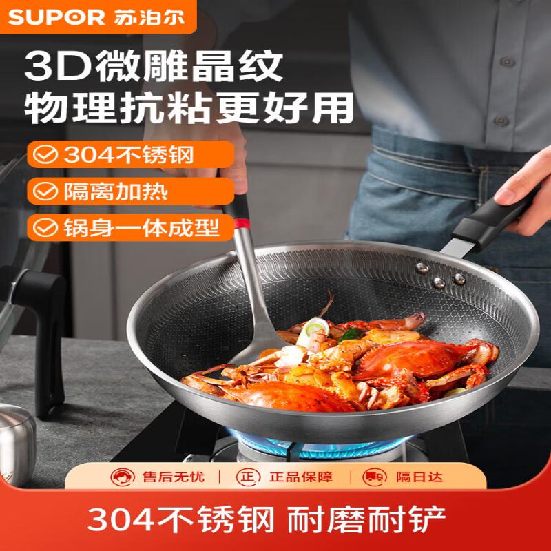 

SUPOR 28cm Honeycomb Non-stick Stainless Steel Wok
