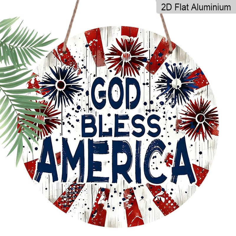 

2D Flat, 1pc Decoration Celebrating American Independence Day on July 4Th, Featuring a Red And Blue Striped Pattern.This Aluminum Sign Is Perfect for 1pc