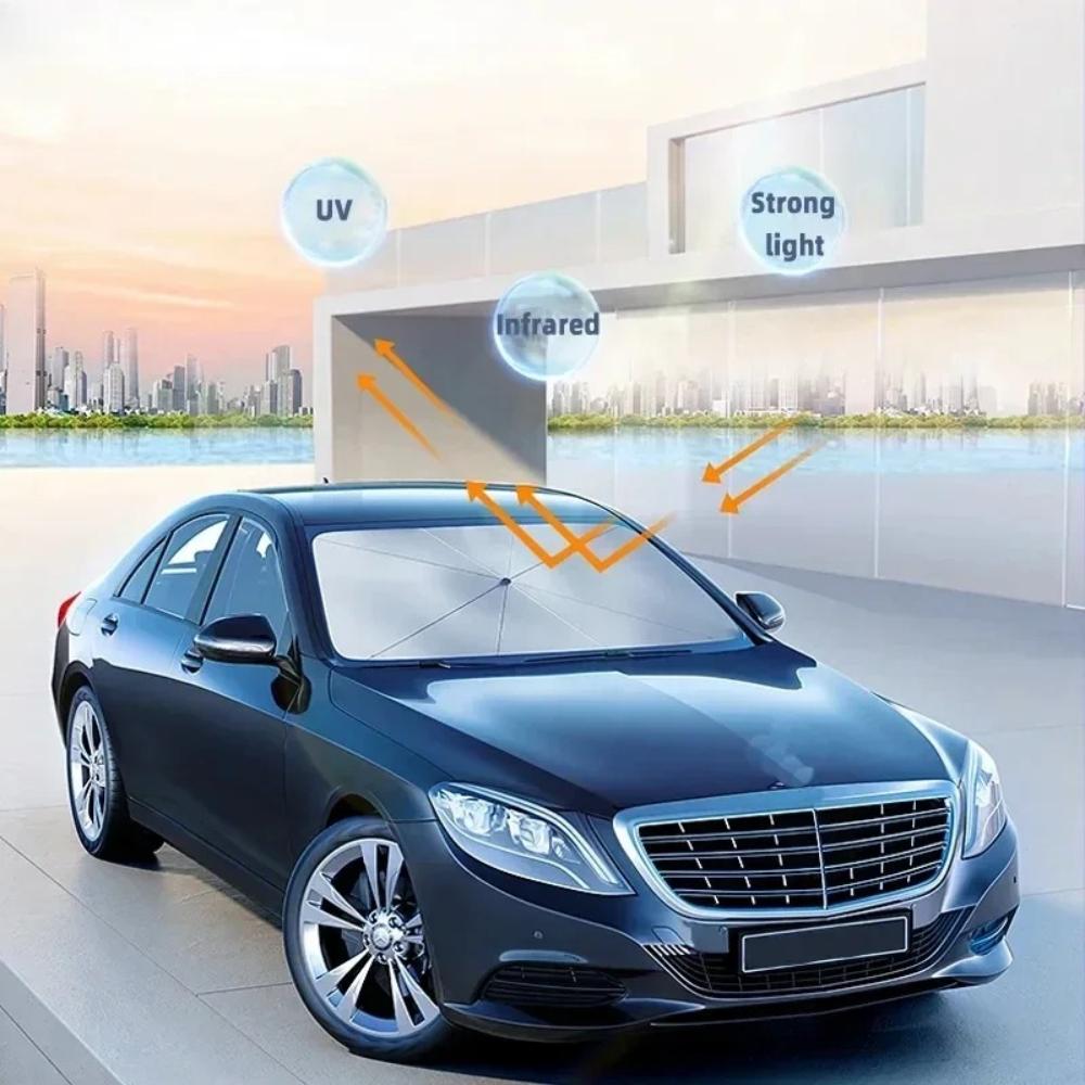 Upgraded Car Windshield with Drawstring Sunshade with Drawstring Sunshade, Foldable Car Sunshade with Six Sizes To Choose From