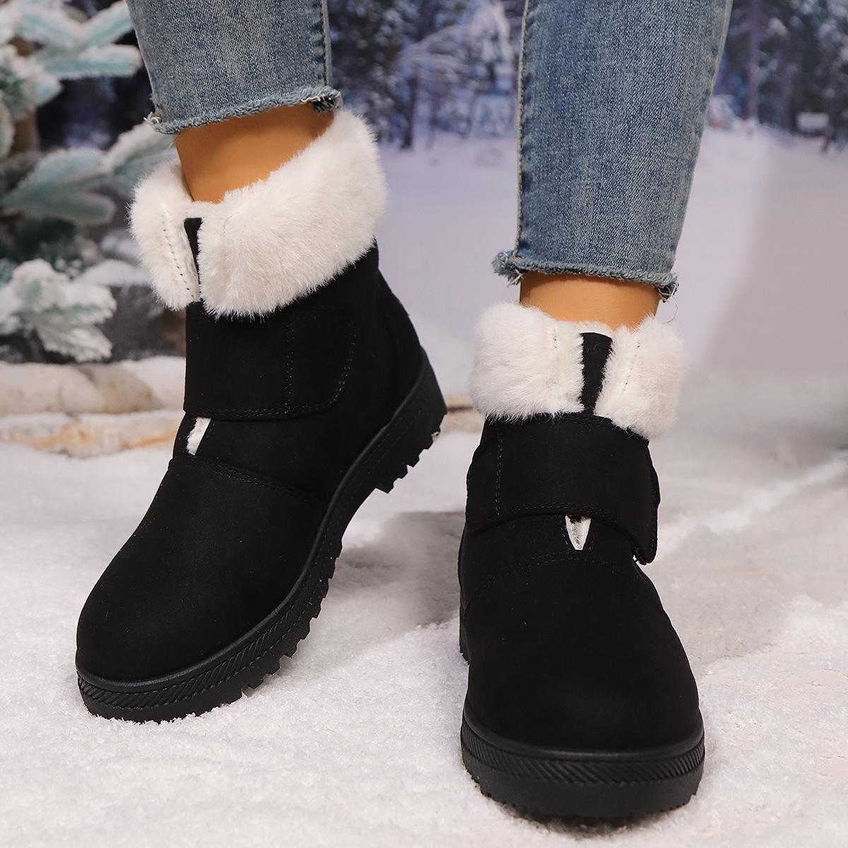 

Fleece warm snow boots winter British platform casual short boots women 35 чорний