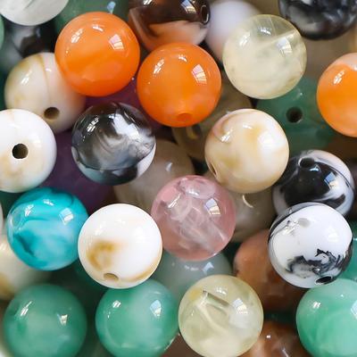 20pcs 8/10mm Acrylic Marble Grain Beads Round Spacer Loose Bead for Bracelet Necklace DIY Jewelry Making Accessories Wholesale