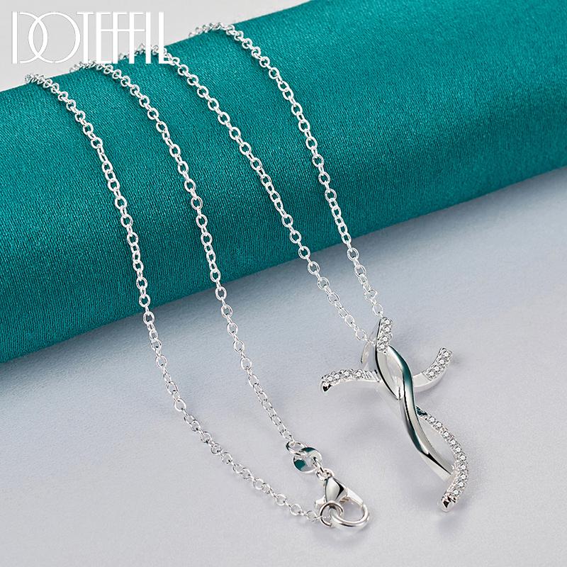 925 srebro skręcony krzyż naszyjnik biżuteria ślubna