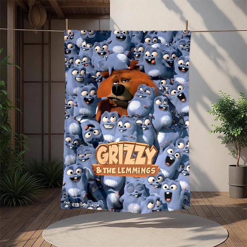 Grizzly Lemmings Flanelldecke Weich Warm Ganzjahresdecke, Design für Camping, Autoreisen, Wandern Sofa, Bett, Büro Perfektes Geschenk für Partys