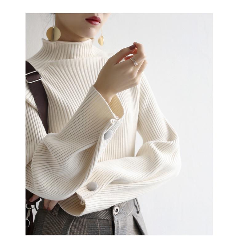 Women's Slim Fit Knitted Sweater - Warm Long Sleeve Turtleneck Base Shirt