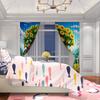 2Pcs- Sunflower House - Printed curtain -100% polyester material, suitable for bedroom curtains and living room decoration;