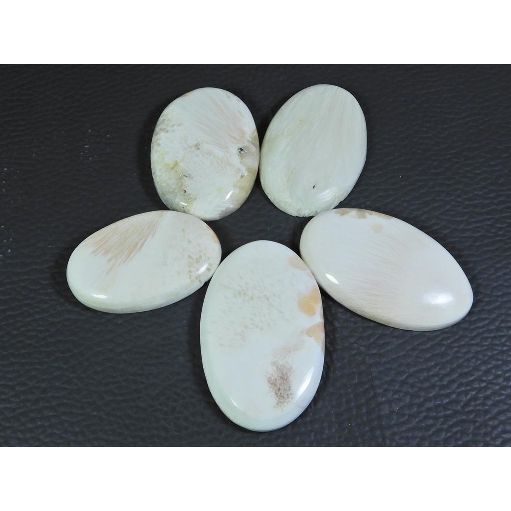 05Pcs Natural Scolecite Oval Cabochon Loose Gemstone Lot 215Cts. A-763
