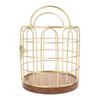 Coffee Pod Holder Iron Wire Weighte Wooden Base Coffee Capsule Storage Basket for Kitchen