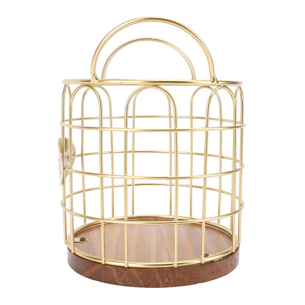 Coffee Pod Holder Iron Wire Weighte Wooden Base Coffee Capsule Storage Basket for Kitchen