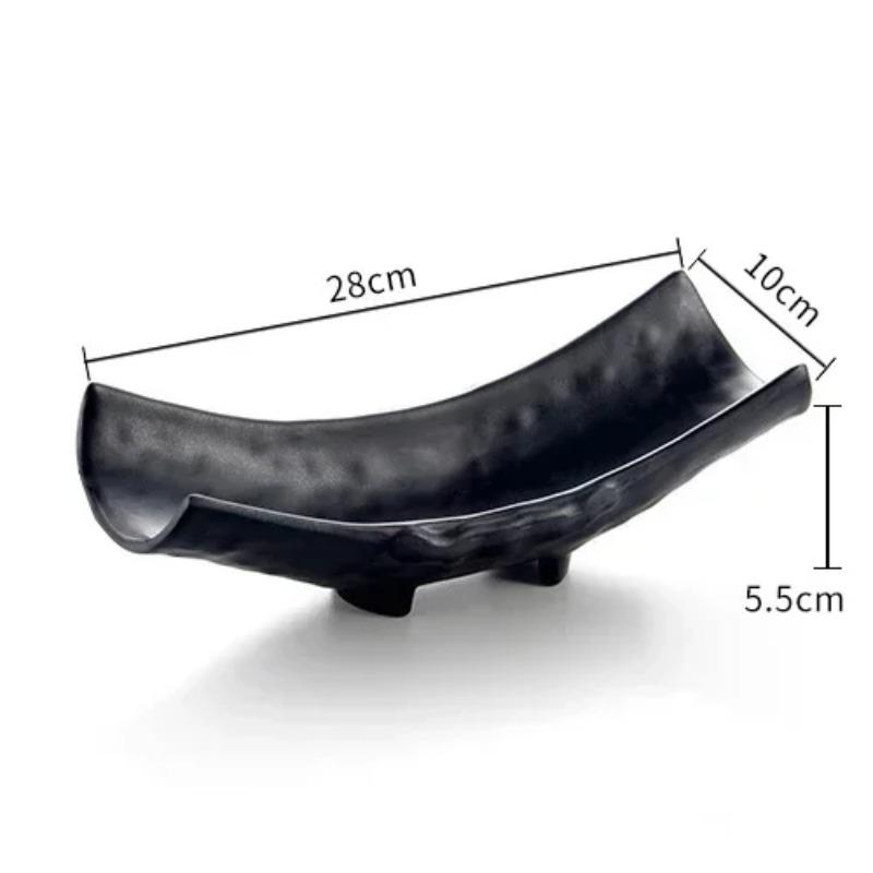 Western Steak Salad Dessert Plate Personality Creative Resistance To Fall Snack Food Grade Plastic Black Frosted Tableware