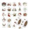 Holiday Decorative Sealing Stickers Christmas Round Stickers, Nordic Style Watercolor Labels, Festival Card Decorating Tags Envelope Decals