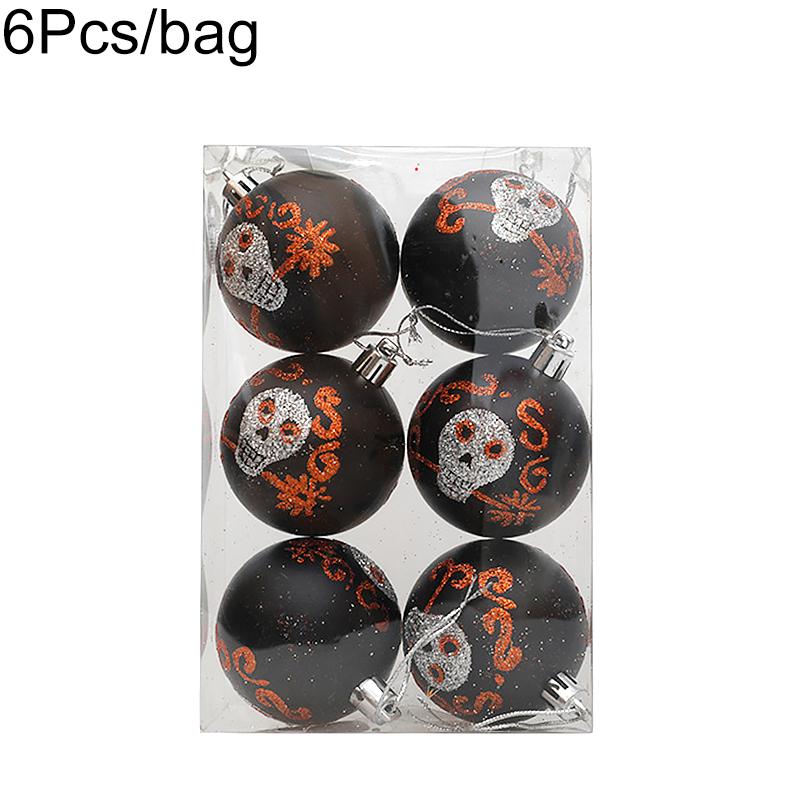 6PC/Box Halloween Tree Hanging Decor Home Plastic Halloween Ball Ornaments Terrible Atmosphere Hanging Balls Party Decorations