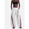 Unisex Streetwear Wide-Leg Cropped Sweatpants With Stripe Patchwork Heart Embroidery Loose Fit Casual Pants Dance Daily