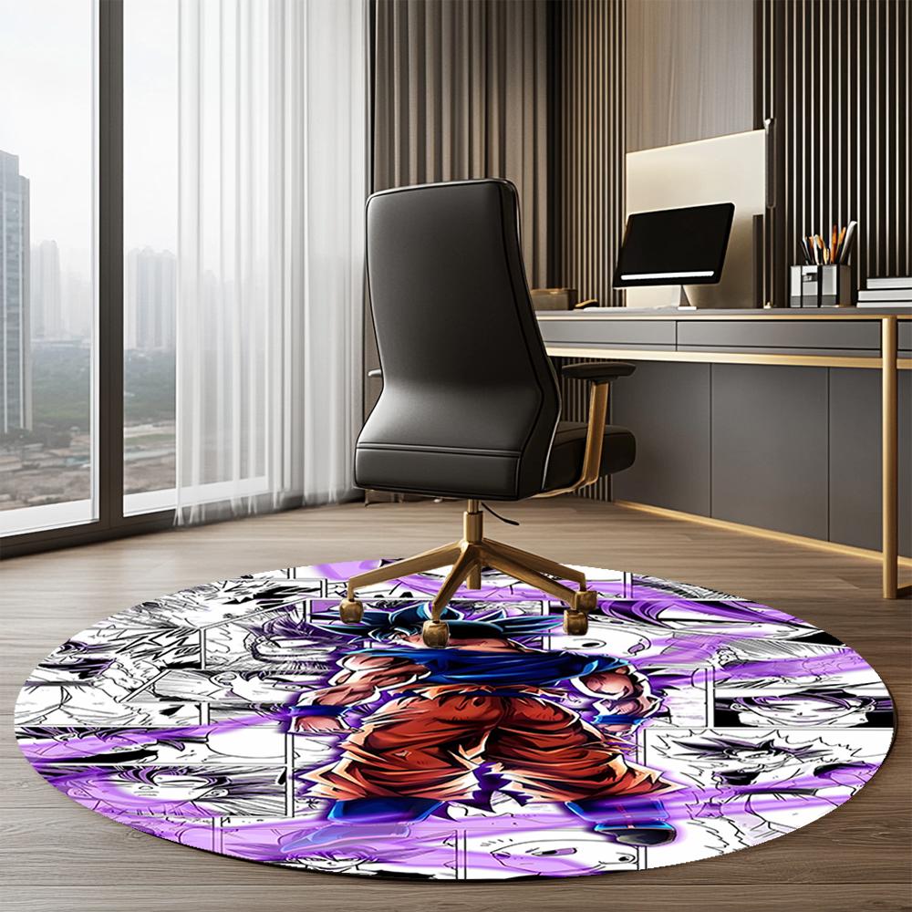 Dragon Ball Printed Round Rug Carpet Chair Rug Area Rug Entryway Doormats,for Office Chair Living Room Bedroom Kitchen Room.