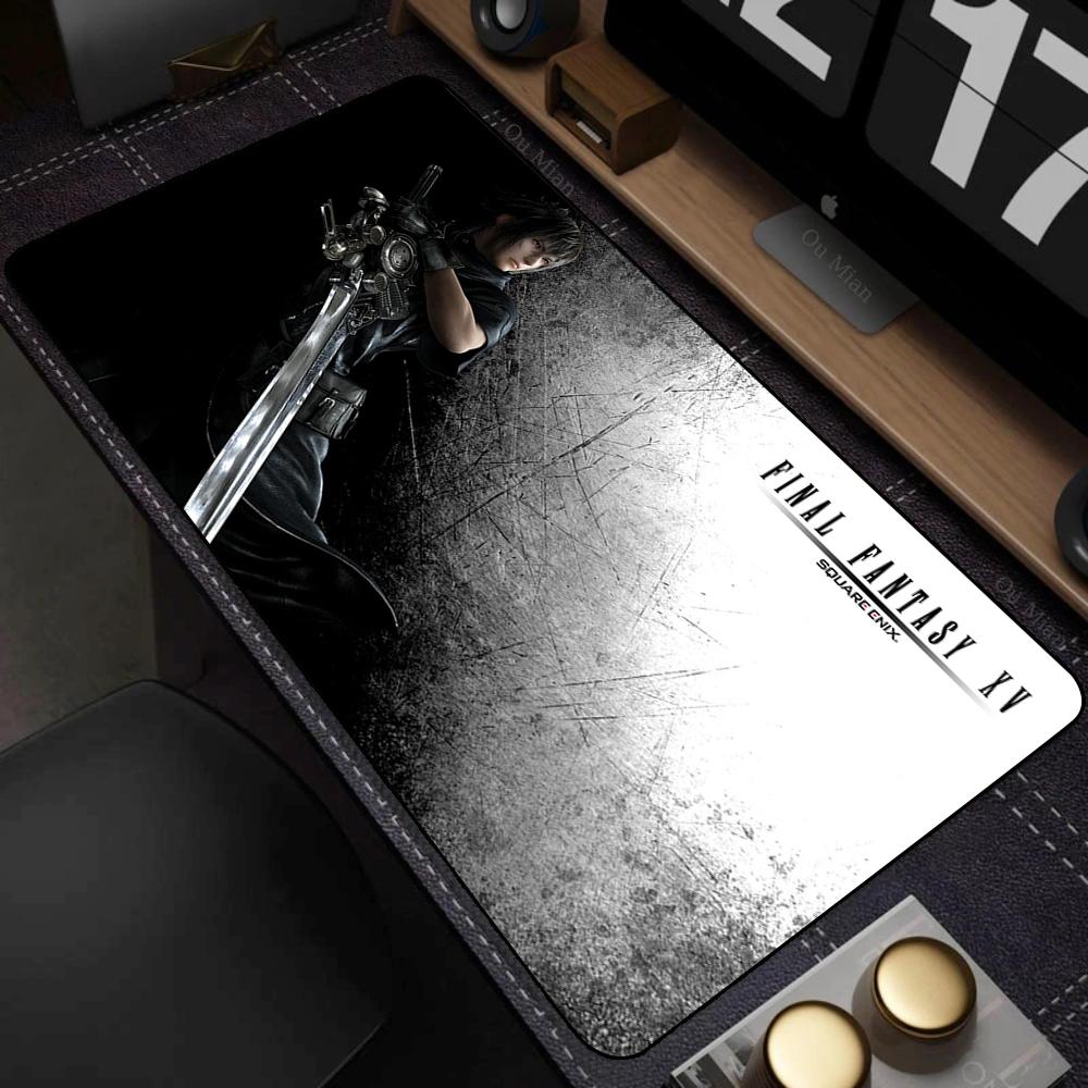 Black Anime Desktop Mat Office PC Gaming Accessories Keyboard Mouse Pad Laptop Final Fantasy Mousepad Gamer Non-slip Carpet Xxl