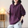 Women Autumn Solid Hooded Sweatshirt Loose Casual Pullover Top