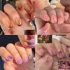 96PCS Fruit Color Gradient Short French False Nails Simple Colorful Square Press On Nails Full Cover Wearable Fake Nails Set Box