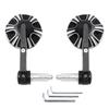 CNC Aluminium Carbon Black 3" Round Bar End Mirror Set 7/8" 1" Universal Fit