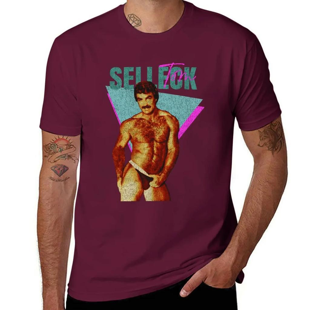 Vintage Distressed Tom Selleck Tshirt Hippie Clothes Basketball Graphic Tees Baggy Shirts Unisexs Champion T Shirts