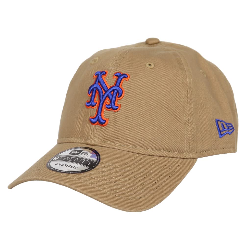 

New Era 9TWENTY CAP MLB Logo Major League Baseball Low Cap Hat Mets Khaki Beige Men s Women s [Used]