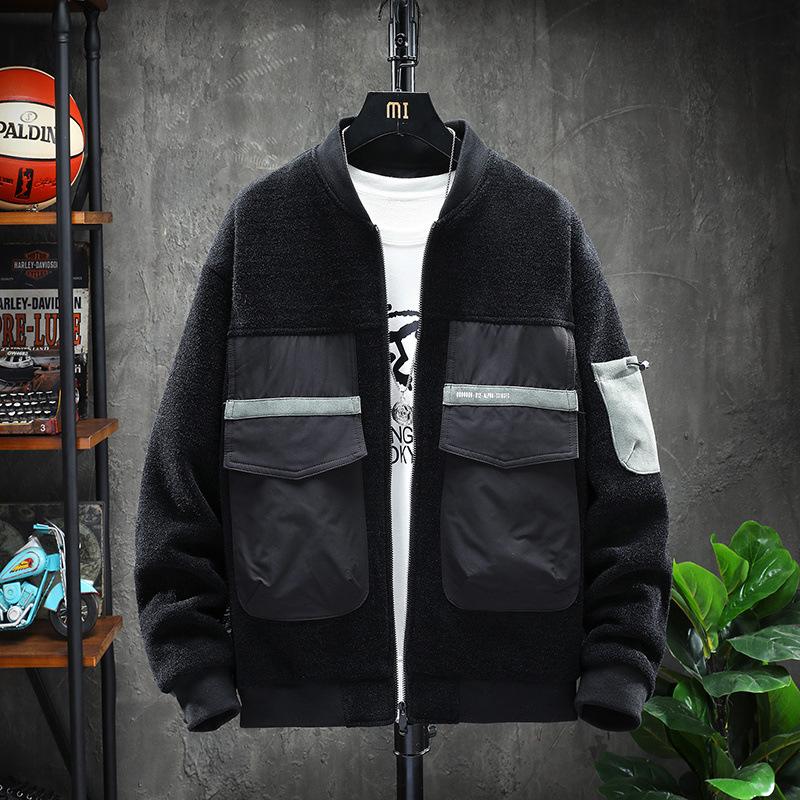 Lamb Wool Jacket Men's New Baseball Collar Korean Style Trendy Autumn and Winter All-match Thickened Velvet Jacket Men's Tops