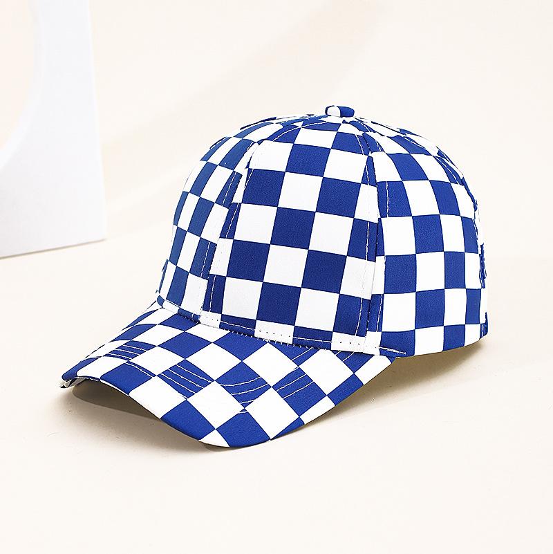 Summer Korean Plaid Sun Hat for Men - Checkered Hard Top Baseball Cap, Breathable Unisex Outdoor Peaked Cap