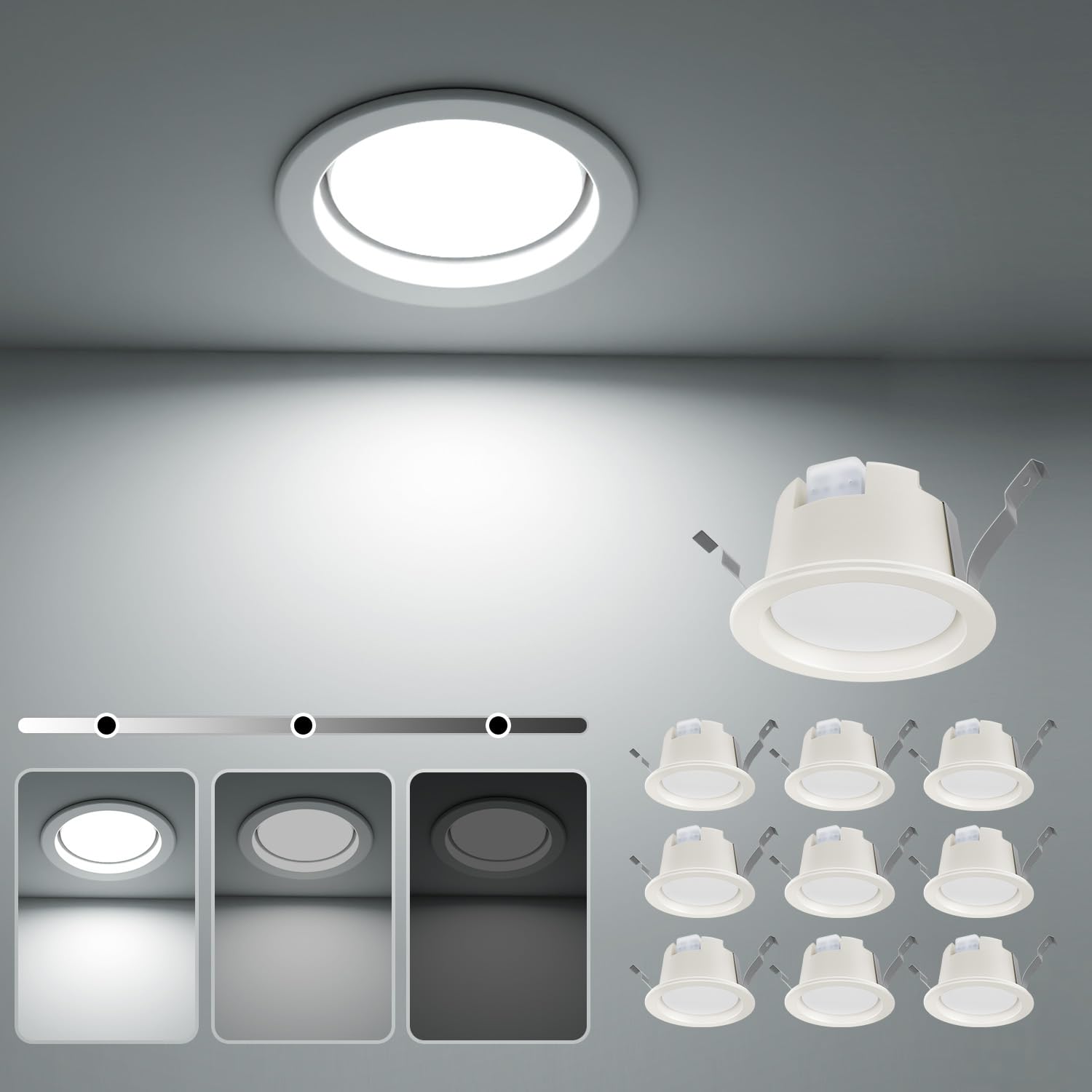 

ICHIYO LED Downlight Dimmable SB Type Ceiling Recessed Waterproof Specification Bathroom Bathroom Daylight White 3 Level Dimming LED Downlight 5W