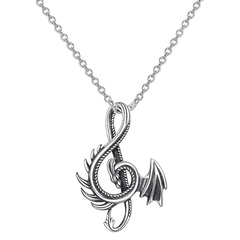 

Подвеска-кулон в виде музыкальной ноты дракона, крутое персонализированное ожерелье-цепочка с птеродактилем, животным с летающими крыльями, драконами, в винтажном стиле
