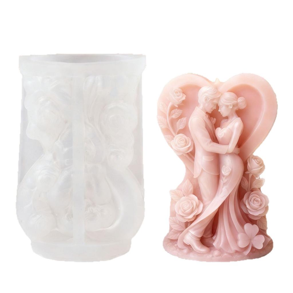 Wedding Decoration Mold Non-Stick Bride And Groom Candle Mold 3d Couple Silicone Mold Easy-Clean For Gift Candle Making Craft