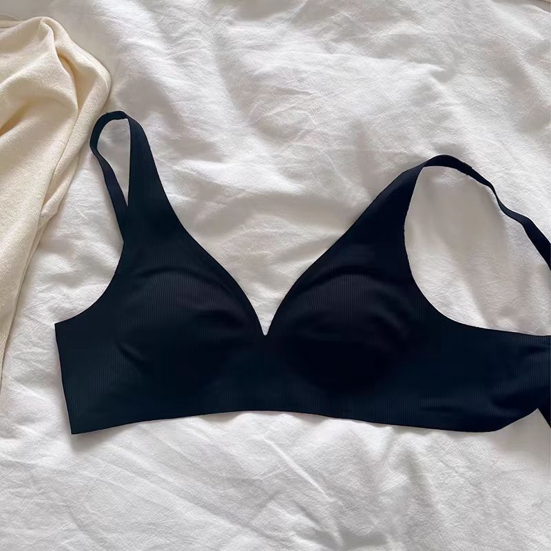 

Large breasts show small women, no traces, anti-sagging, sub-breasts, bras, beautiful back, thin styles in spring and summer, comfortable ladies S 32/70ABC чёрный