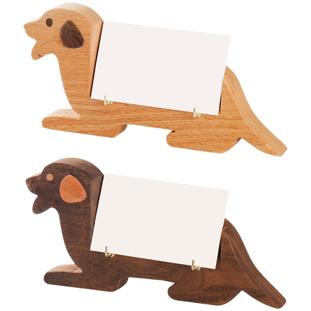 Wood Animal Shaped Business Card Holder Dog Shaped Name Card Stand For Office Desk And Reception Table Place Card